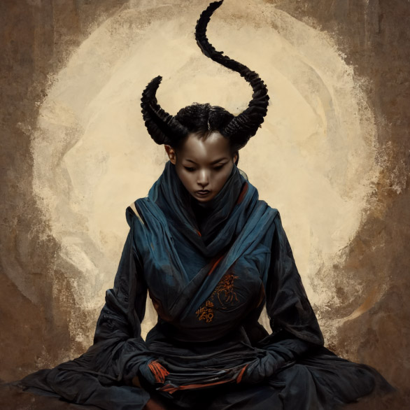 Sorrow Winged Tiefling Monk