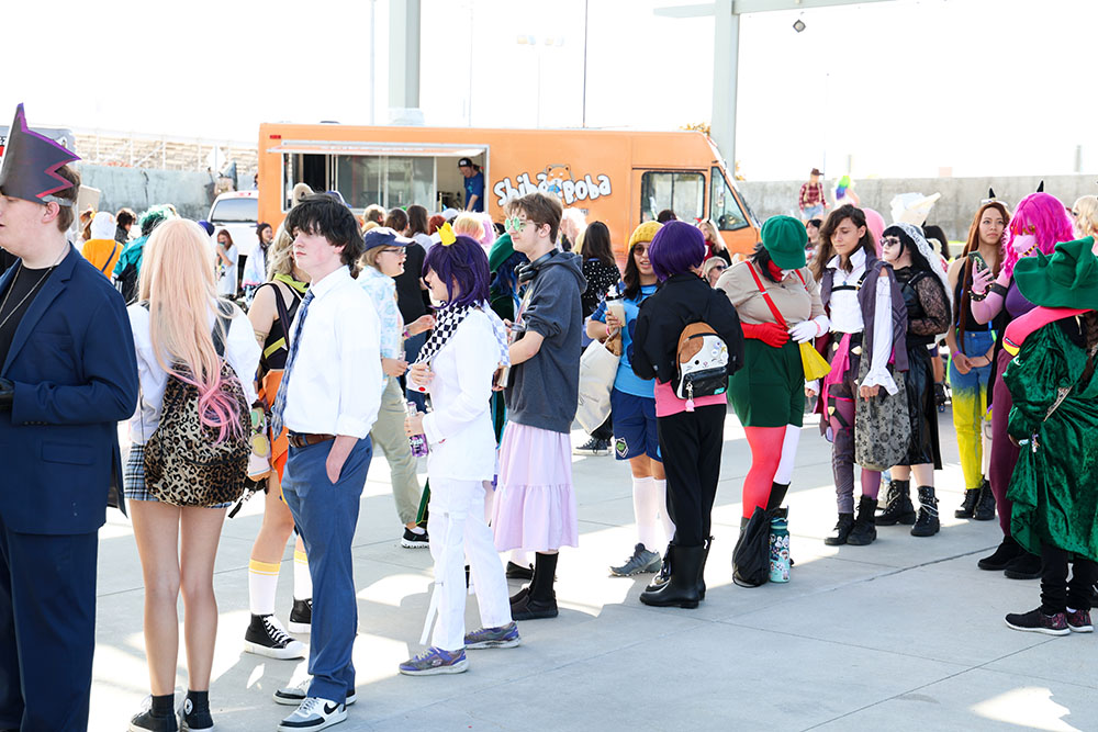 Teens by food trucks