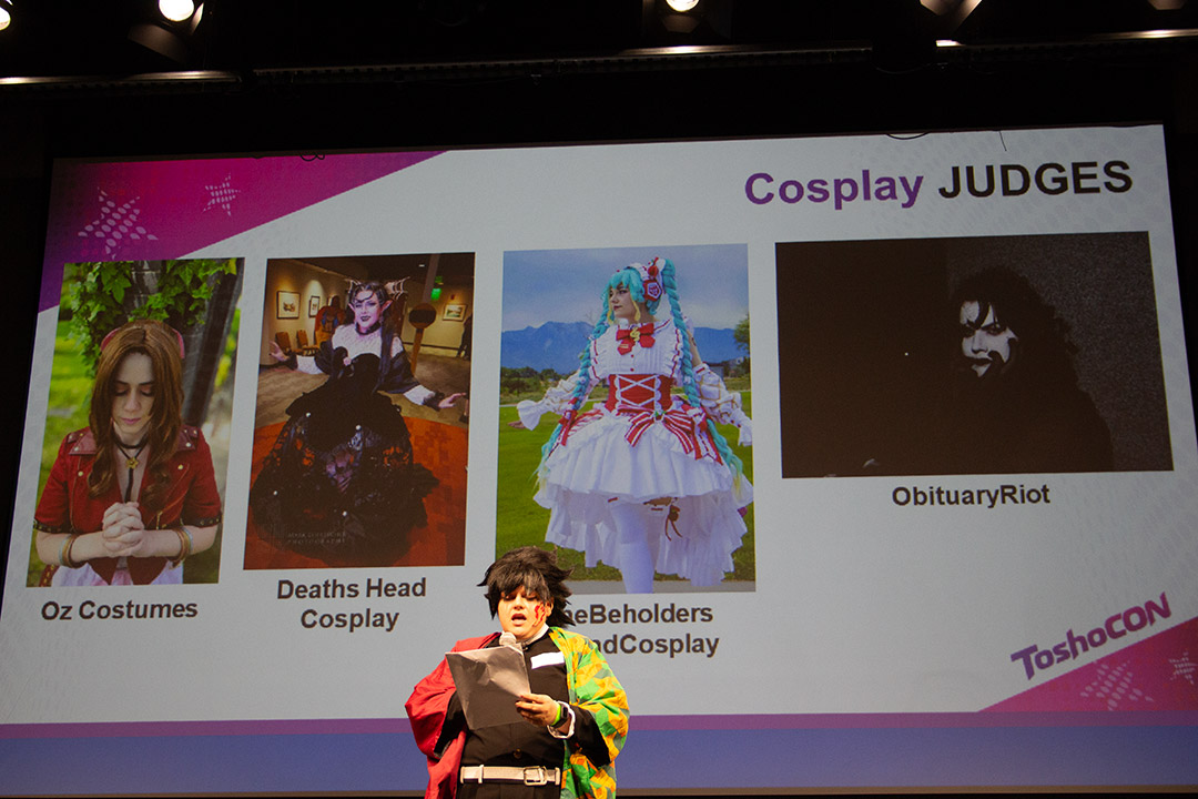 Announcer presenting the cosplay judges